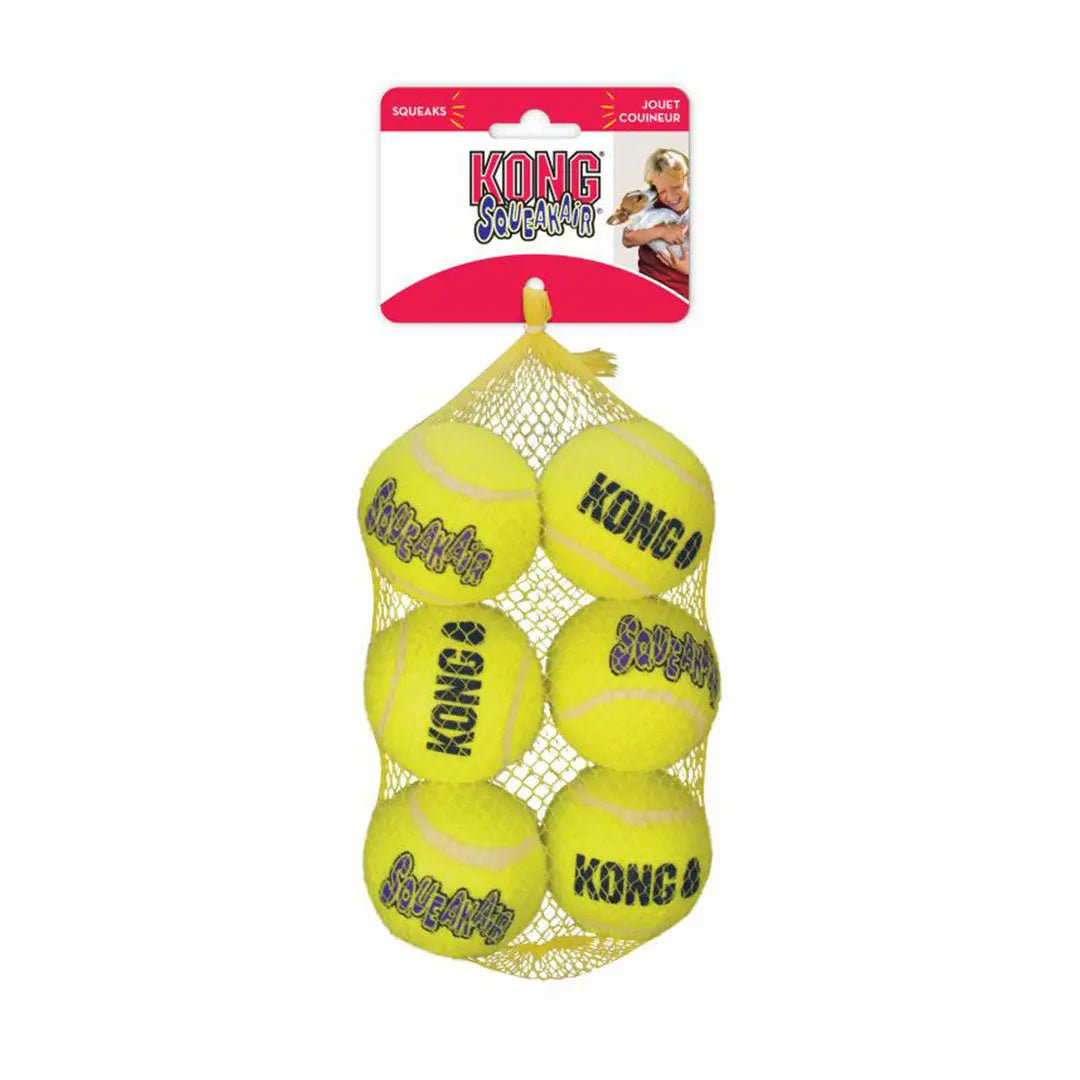KONG SqueakAir Balls 6pack Gul Medium Kong